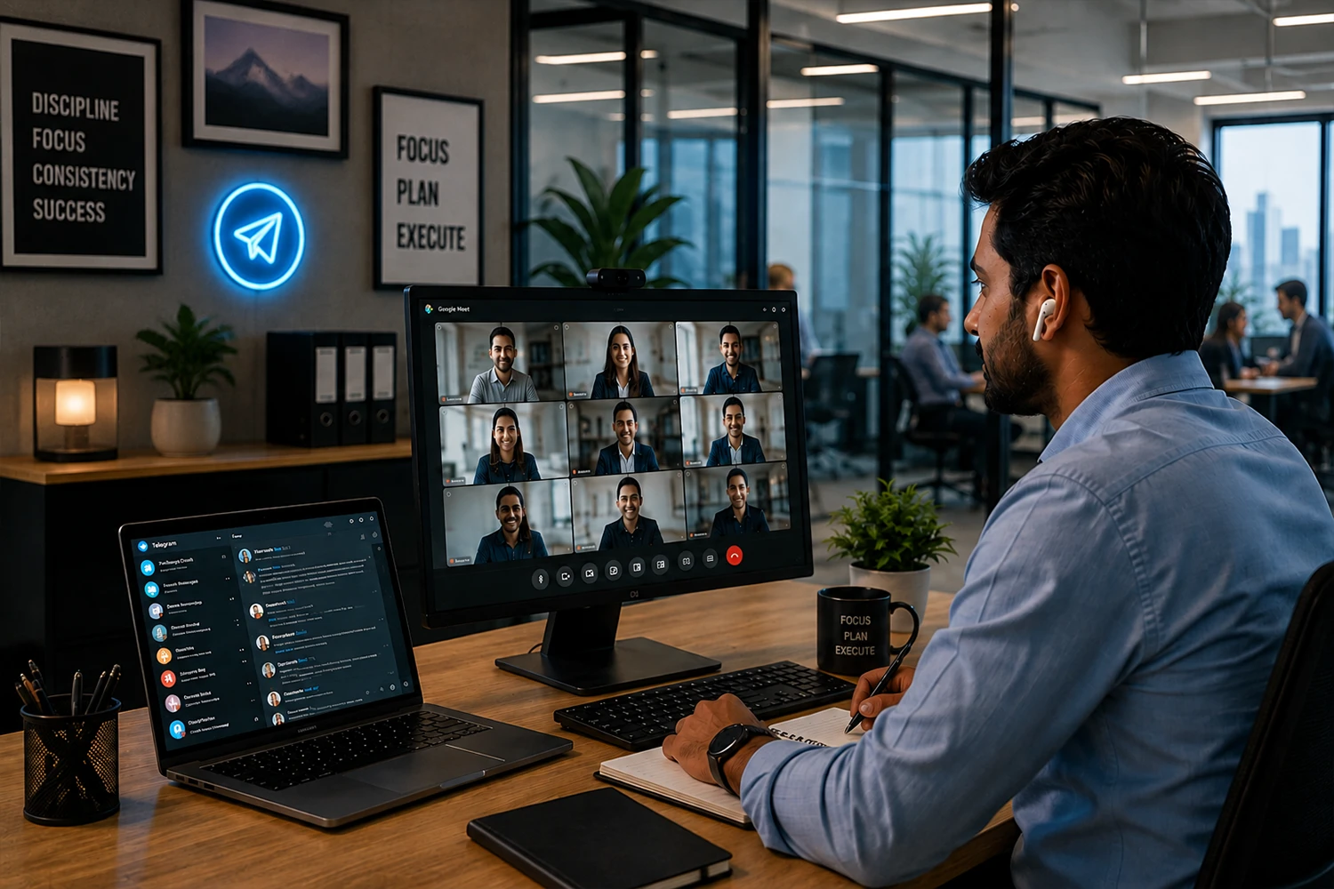 Telegram community conversation visual for focused creator channels