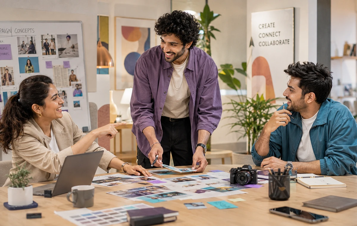 Creators shaping a collaborative campaign concept