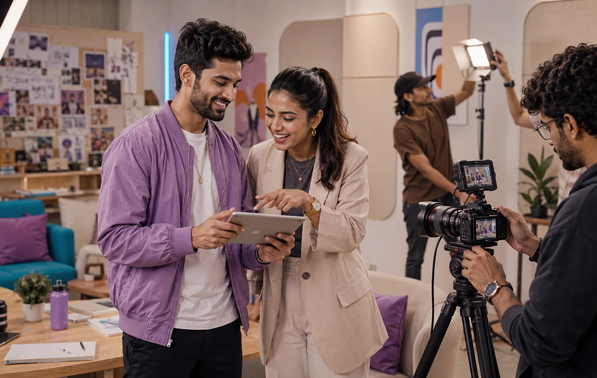Creators working together on a partnership campaign