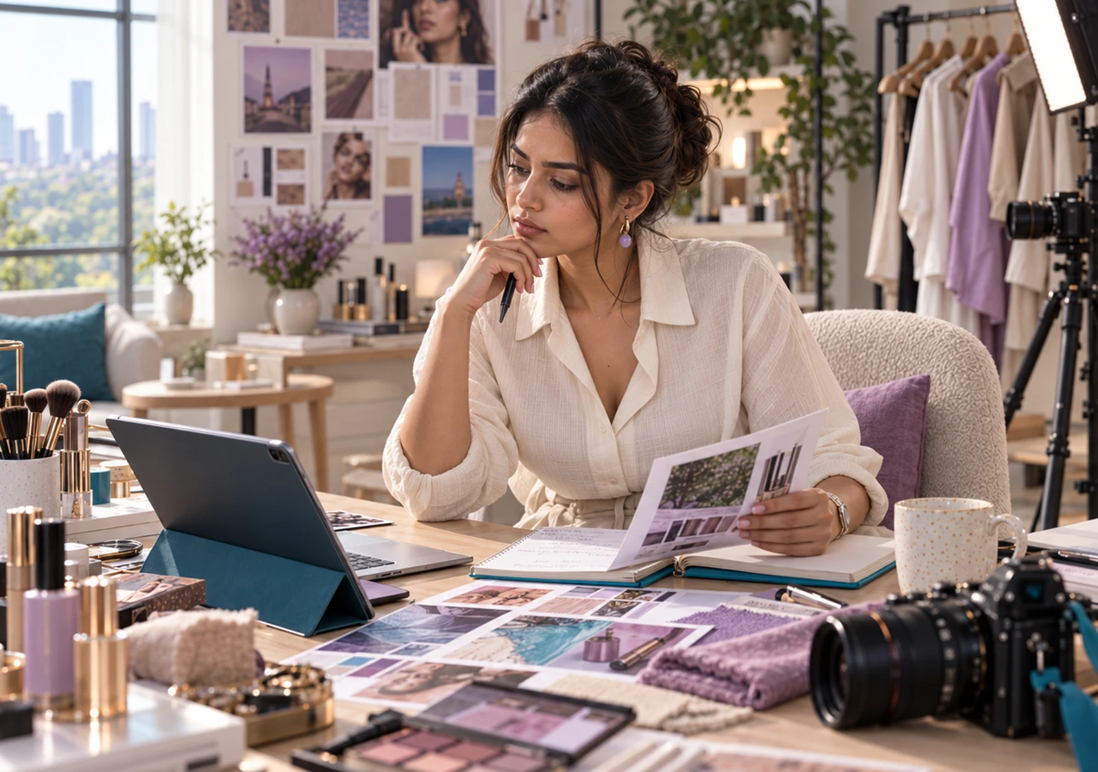 Creator preparing a considered campaign story
