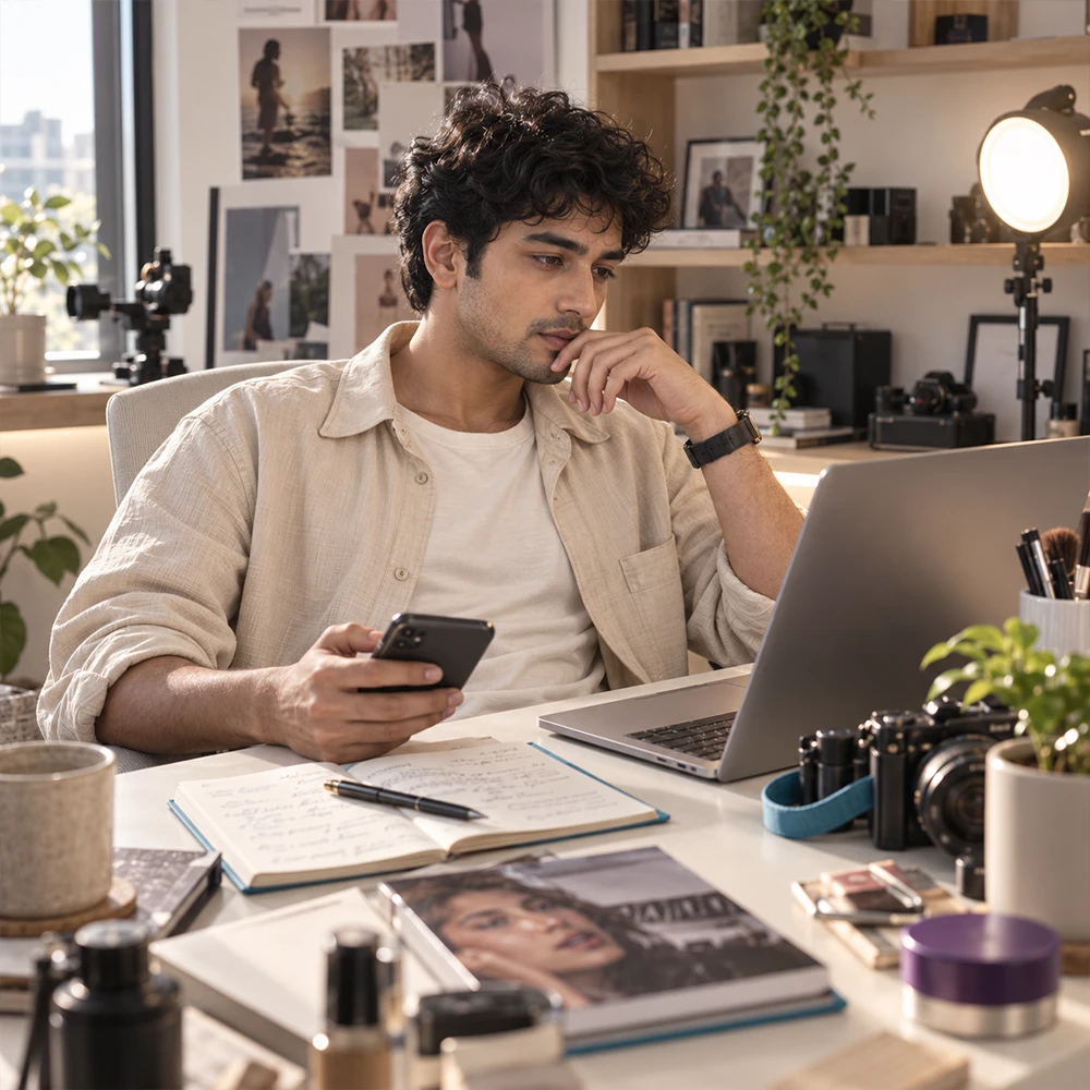 Creator preparing a campaign story